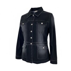 Liz Claiborne French Tailored Black Faux Suede Jean VTG Jacket Retro
